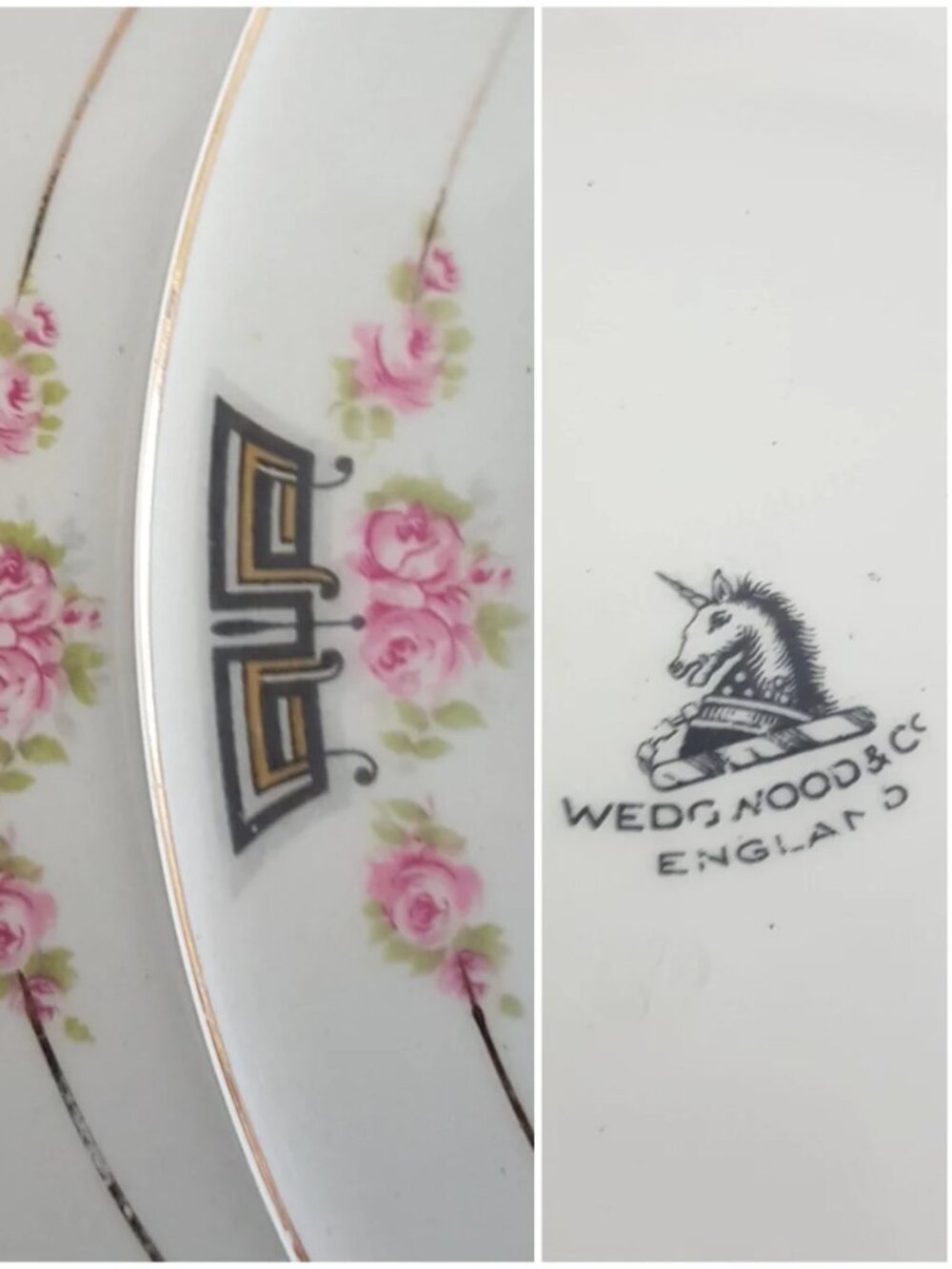 Vintage Wedgwood Pink Rose Dessert Plates Set English Ironstone China Dinnerware